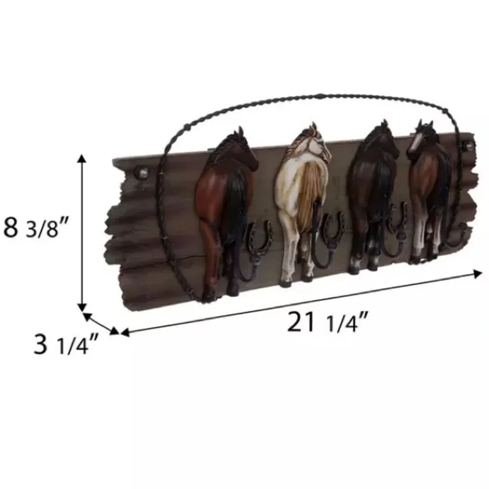 Horse Wood Wall Decor With Hooks